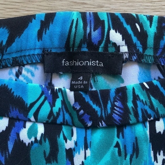 Tropical Print Boho Pants Coastal Blue Teal Abstract Size 4 Lightweight - Picture 7 of 16